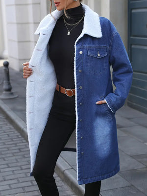 Lang Gevoerde Denim Mantel
