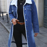 Lang Gevoerde Denim Mantel