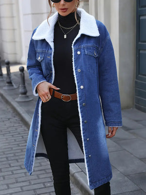 Lang Gevoerde Denim Mantel
