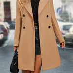 Double Breasted Women's Coat with Elegant Lapel: Timeless Style for Every Occasion 