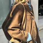 Elegante Suède Blazer Voor Vrouwen - Vintage Casual Jasje