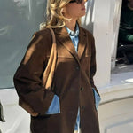 Elegante Suède Blazer Voor Vrouwen - Vintage Casual Jasje