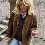 Elegante Suède Blazer Voor Vrouwen - Vintage Casual Jasje