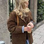 Elegante Suède Blazer Voor Vrouwen - Vintage Casual Jasje
