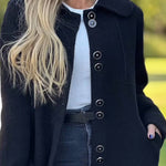 Elegante Halflange Fleecejas Voor Vrouwen - Warme Winterjas Met Knopen