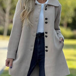 Elegante Halflange Fleecejas Voor Vrouwen - Warme Winterjas Met Knopen