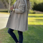 Elegante Halflange Fleecejas Voor Vrouwen - Warme Winterjas Met Knopen