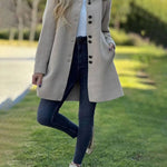 Elegante Halflange Fleecejas Voor Vrouwen - Warme Winterjas Met Knopen