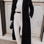 Elegante Lange Jas Voor Vrouwen - Dubbele Knoopsluiting & Reverskraag