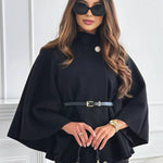 Legant Korte Poncho Jas Voor Vrouwen Met Riem