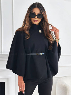 Legant Korte Poncho Jas Voor Vrouwen Met Riem