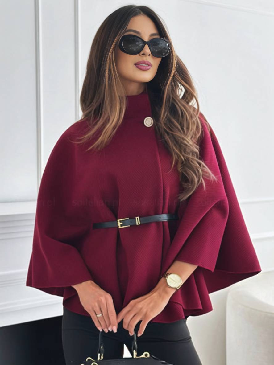 Legant Korte Poncho Jas Voor Vrouwen Met Riem