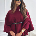 Legant Korte Poncho Jas Voor Vrouwen Met Riem
