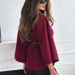 Legant Korte Poncho Jas Voor Vrouwen Met Riem