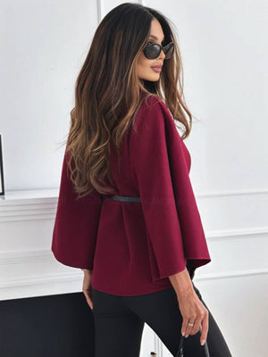 Legant Korte Poncho Jas Voor Vrouwen Met Riem