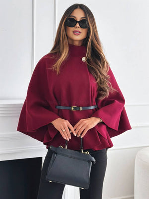 Legant Korte Poncho Jas Voor Vrouwen Met Riem