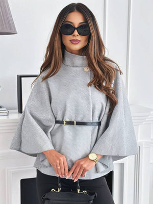 Legant Korte Poncho Jas Voor Vrouwen Met Riem