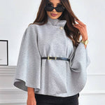 Legant Korte Poncho Jas Voor Vrouwen Met Riem