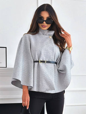 Legant Korte Poncho Jas Voor Vrouwen Met Riem
