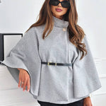 Legant Korte Poncho Jas Voor Vrouwen Met Riem