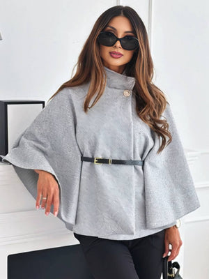 Legant Korte Poncho Jas Voor Vrouwen Met Riem
