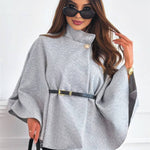 Legant Korte Poncho Jas Voor Vrouwen Met Riem