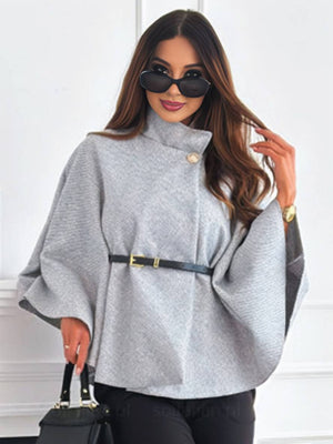 Legant Korte Poncho Jas Voor Vrouwen Met Riem