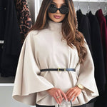 Legant Korte Poncho Jas Voor Vrouwen Met Riem