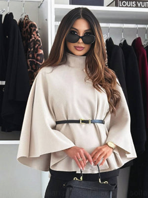 Legant Korte Poncho Jas Voor Vrouwen Met Riem