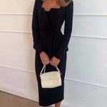 Elegante Tweedelige Kantoorset Voor Vrouwen - Blazer & Lange Rok