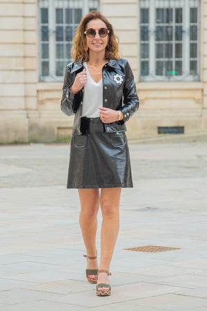 Stijlvolle Vinyljas Voor Vrouwen - Glimmende Waterdichte Bovenkleding