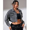 Grijze Cropped Denim Jas
