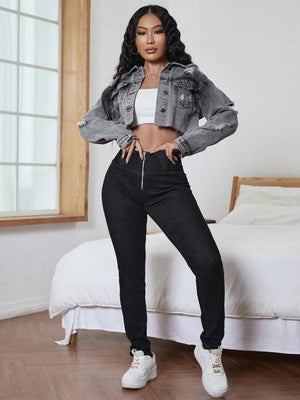 Luxe Grijze Denim Jas