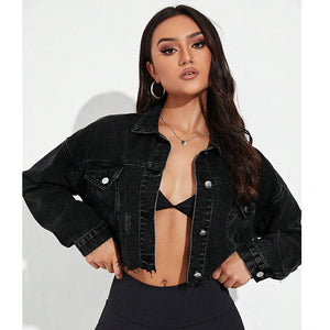 Zwarte Korte Denim Jas