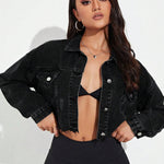 Zwarte Korte Denim Jas