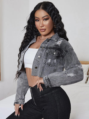 Luxe Grijze Denim Jas