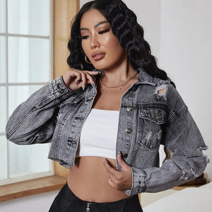 Luxe Grijze Denim Jas