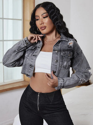 Luxe Grijze Denim Jas