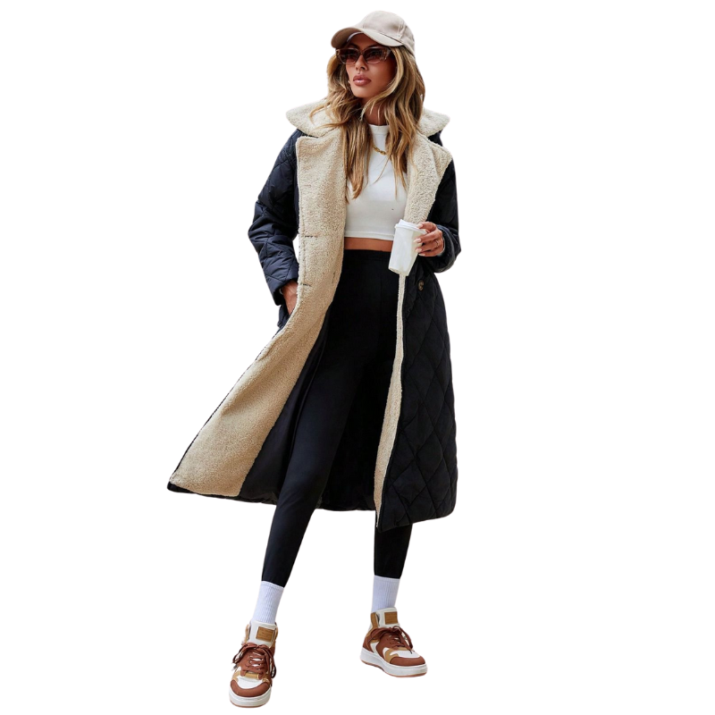Lange Puffer Winterjas met Bontkraag – Stijlvolle Warmte in Diep Bruin of Crèmekleurig Beige!