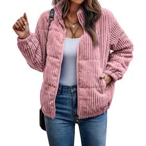 Luna Effen Corduroy Winterjas voor Vrouwen - Stijlvol, Warm & Tijdloos voor de Koude Maanden