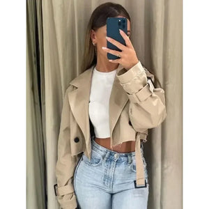 Cropped Trenchcoat met Riempje