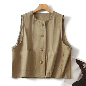 Ladies Retro Cotton Canvas Vest