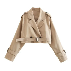 Cropped Trenchcoat met Riempje