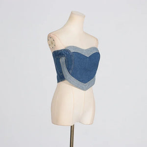 Strapless Denim Top Dames