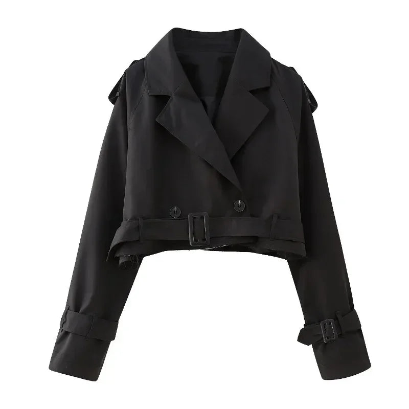 Cropped Trenchcoat met Riempje