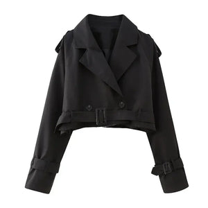 Cropped Trenchcoat met Riempje