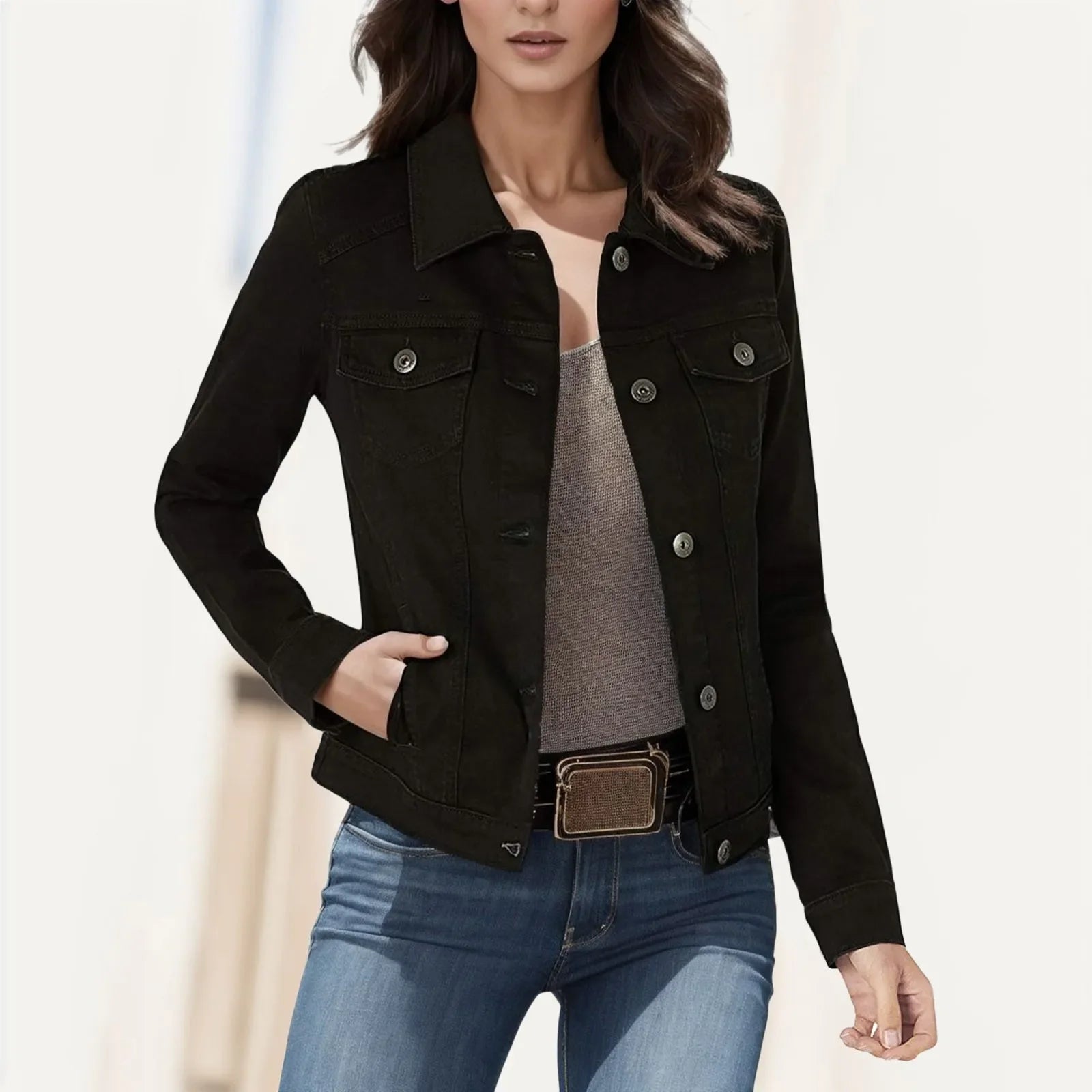 Stijlvol Plus Size Denim Jasje