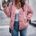 Luna Effen Corduroy Winterjas voor Vrouwen - Stijlvol, Warm & Tijdloos voor de Koude Maanden