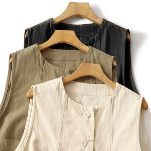 Ladies Retro Cotton Canvas Vest