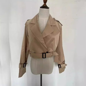 Cropped Trenchcoat met Riempje